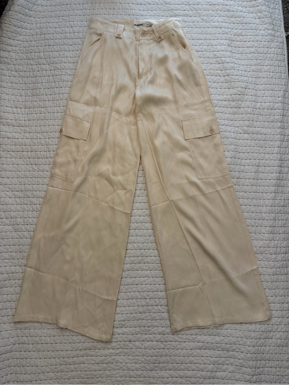 Desigual Wide-Leg Cargo Pants in Cream
